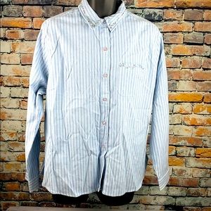 Casey & Max blue & white stripes button down W XL